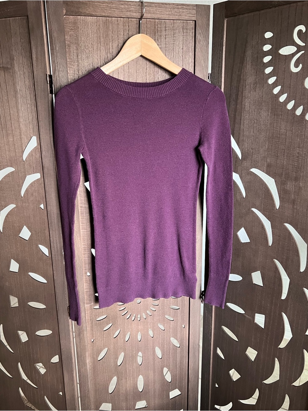 Express Women's Long-Sleeve Crewneck Top - Plum Purple
